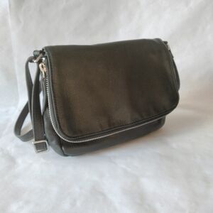 Margot Black Leather Crossbody Shoulder Bag Purse